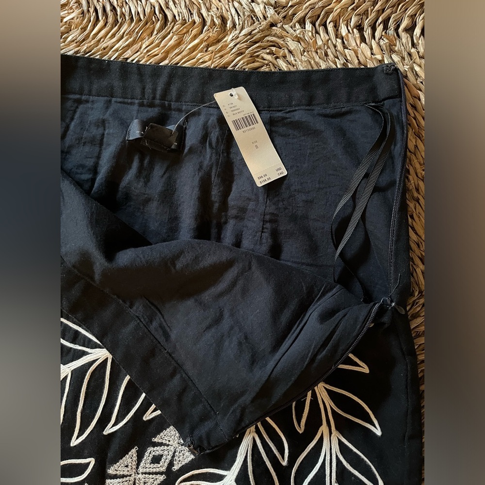 Anthropologie Maeve Black and White Palm  Pencil Skirt - Picture 4 of 7